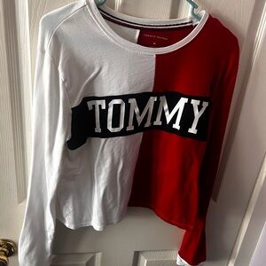 Tommy Hilfiger Red and White Colorblock Top